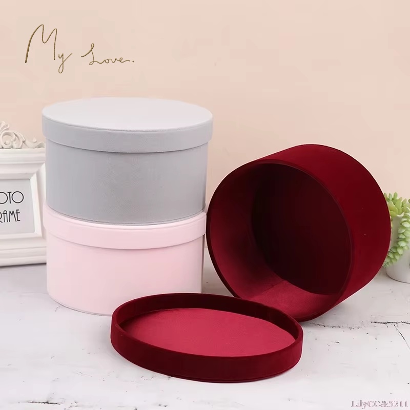 The Florist Supply - ベルベットの丸い花箱、花とギフトのアレンジメント、バレンタインデー、誕生日、結婚式の装飾、花屋用品、1個