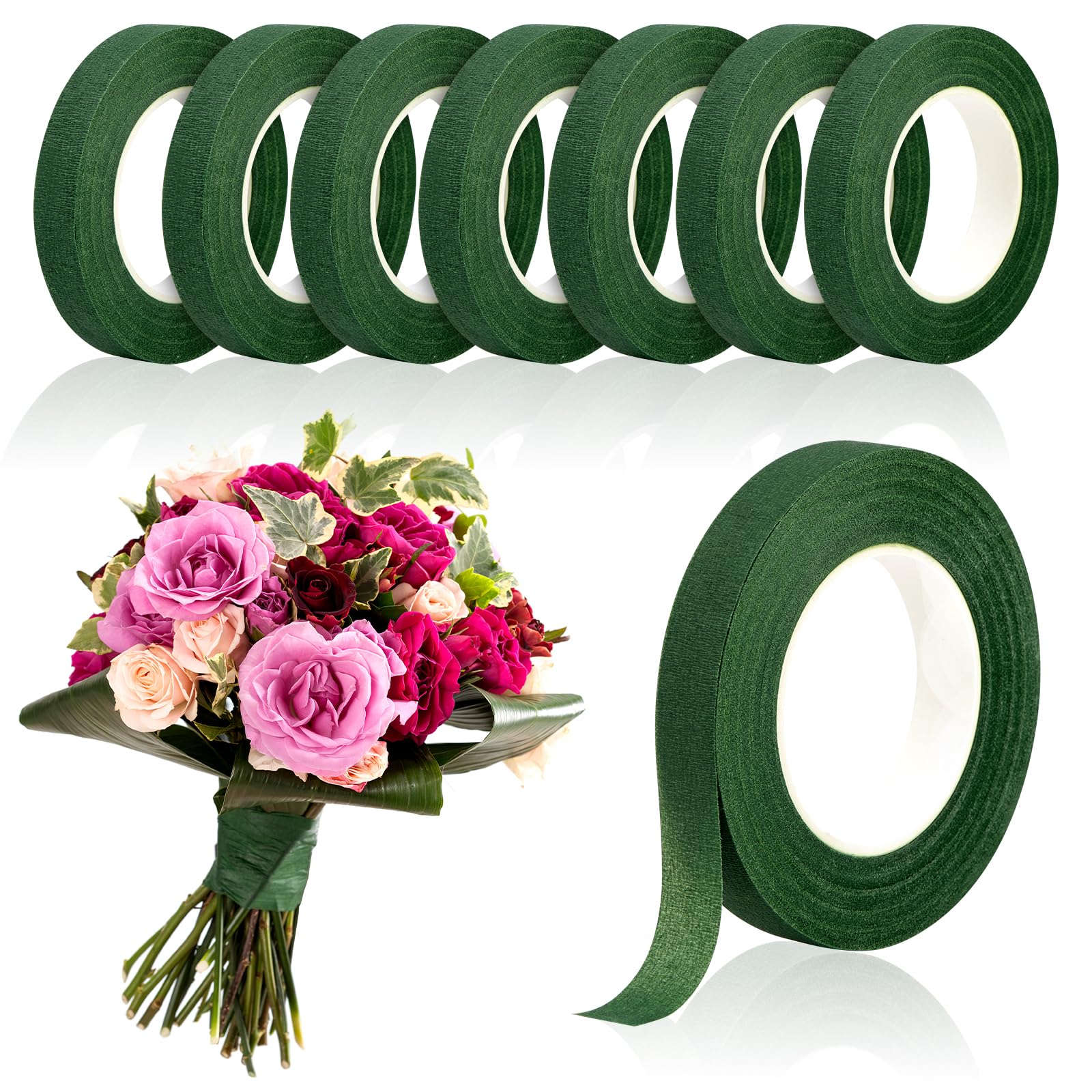 The Florist Supply - 20 ヤードグリーンブーケ花柄テープ自己粘着包装紙テープ花屋包装 DIY 装飾花結婚式の用品