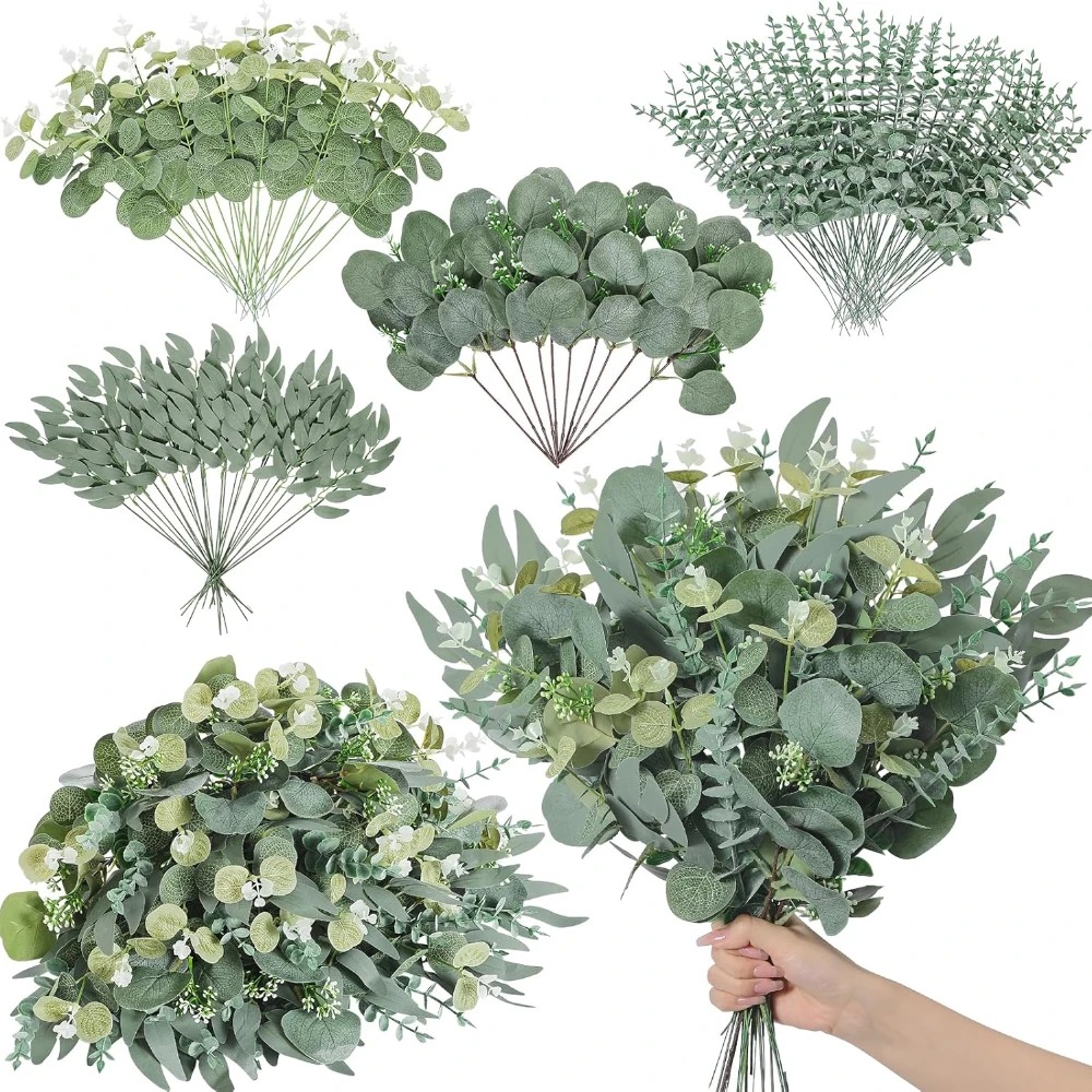 Eucalyptus Preserved - 20 個ユーカリの葉の茎人工植物花束造花家の装飾 DIY フラワーアレンジメント結婚式の装飾
