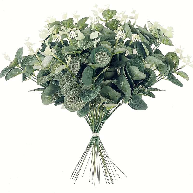 Eucalyptus Preserved - 5/10/15 個人工ユーカリの花の花束偽植物庭の結婚式の装飾家の装飾のためのブライダルガーランドアクセサリー