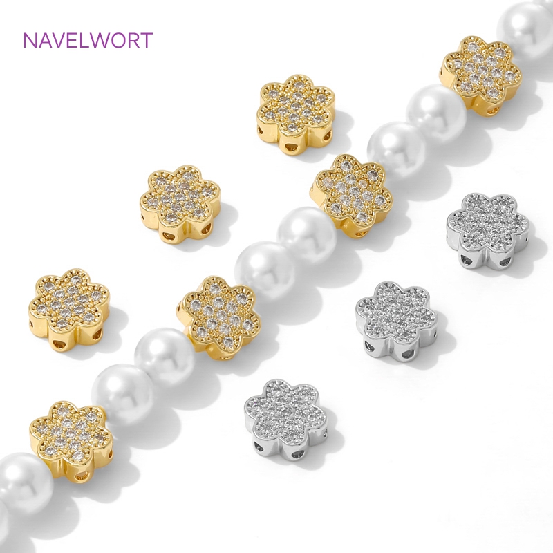 Flower Supplies - 18K ゴールドメッキフラワーシェイプビーズセパレーターブレスレット用、真鍮スペーサービーズ、ビーズ用セパレーター、DIY ジュエリー作成用品