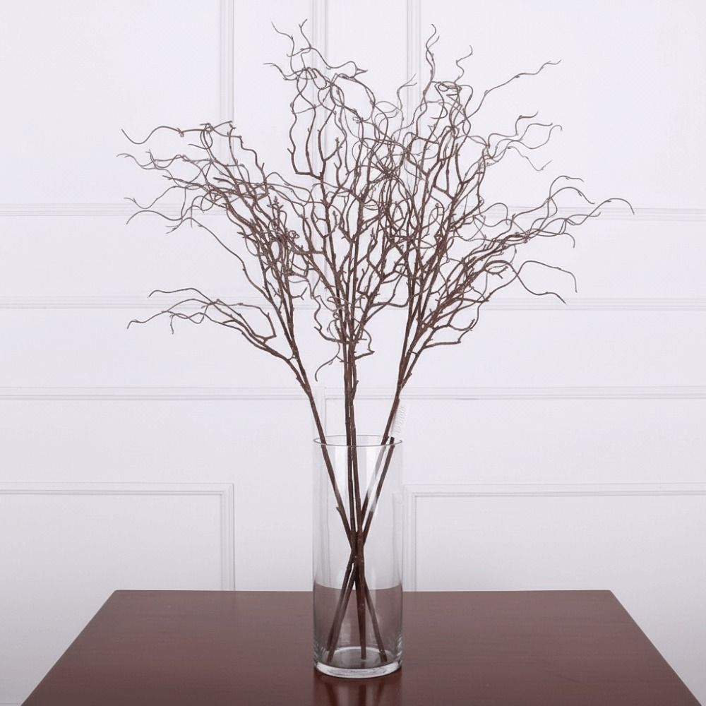 Branch Curly Willow - 120cmの長さの人工柳の枝、4つの枝を持つリアルなデザイン、人工の小枝、カールした形状、柔らかい質感、シミュレーションフラワー