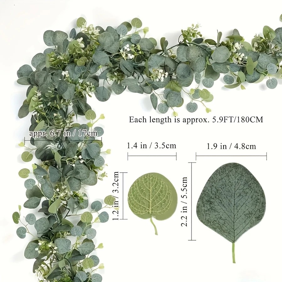 1個の人工ユーカリの葉グリーンガーランドフェイクプラント春の - Eucalyptus Preserved のレビューと価格