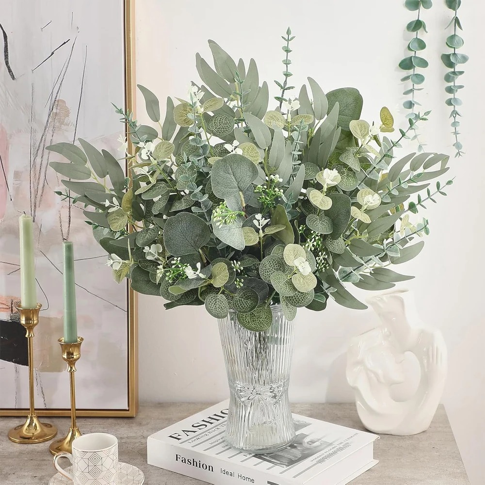 20 個ユーカリの葉の茎人工植物花束造花家の装飾 DIY フ - Eucalyptus Preserved のレビューと価格