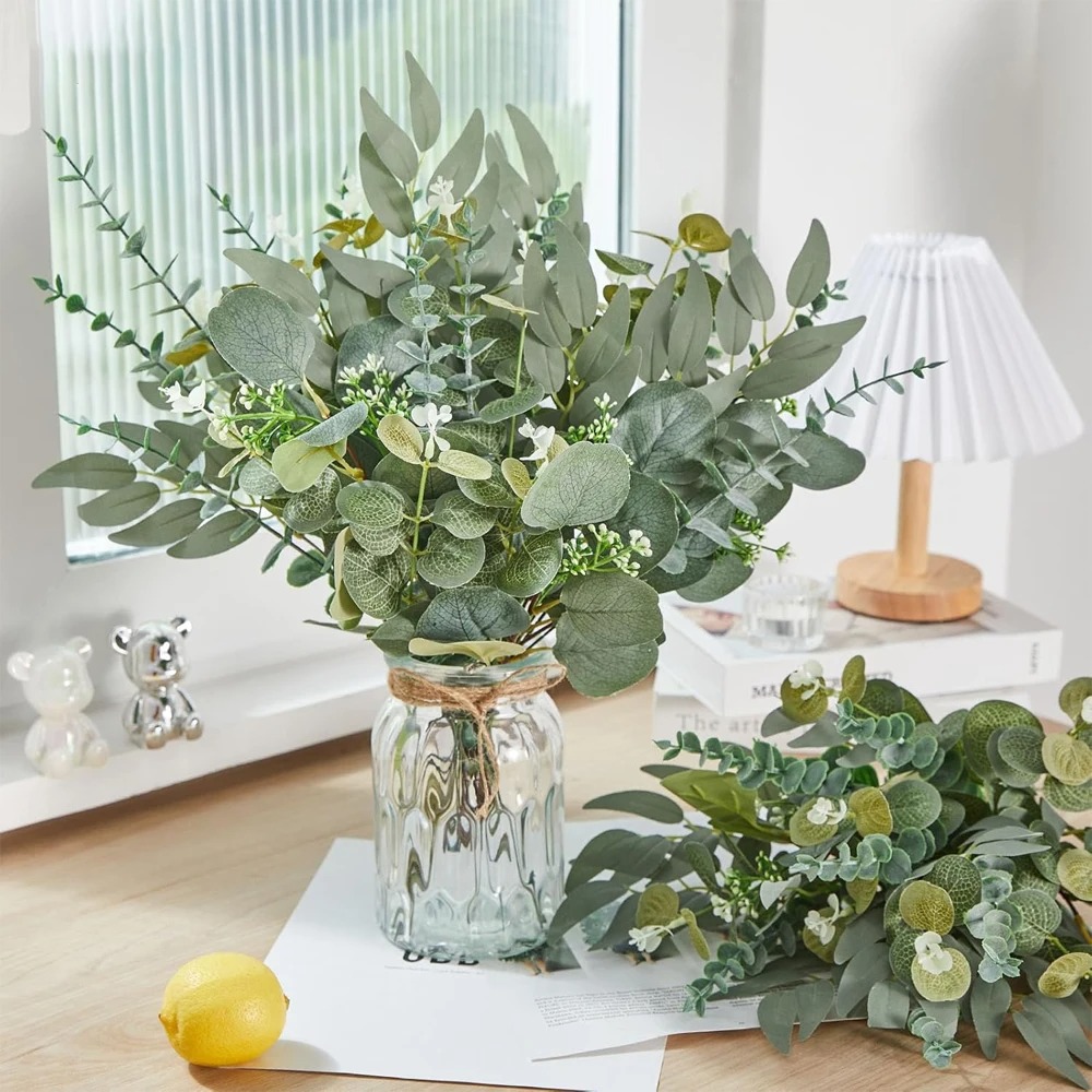 20 個ユーカリの葉の茎人工植物花束造花家の装飾 DIY フ - Eucalyptus Preserved のレビューと価格