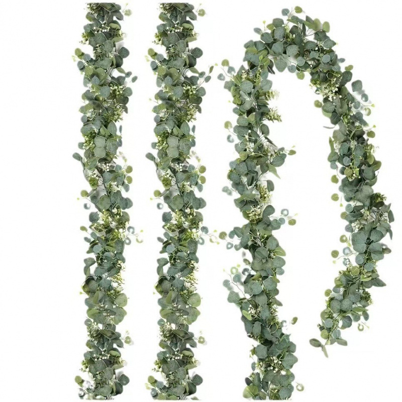 1pc 人工ユーカリの葉グリーンガーランドフェイクプラント春 - Eucalyptus Preserved のレビューと価格