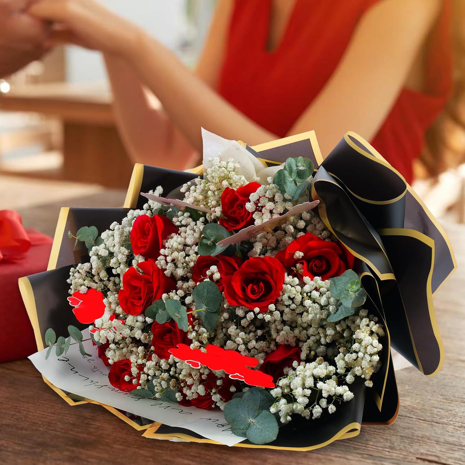 20枚 ゴールドエッジ防水ゼリーフィルムフラワーラッピングペ - The Florist Supply のレビューと価格