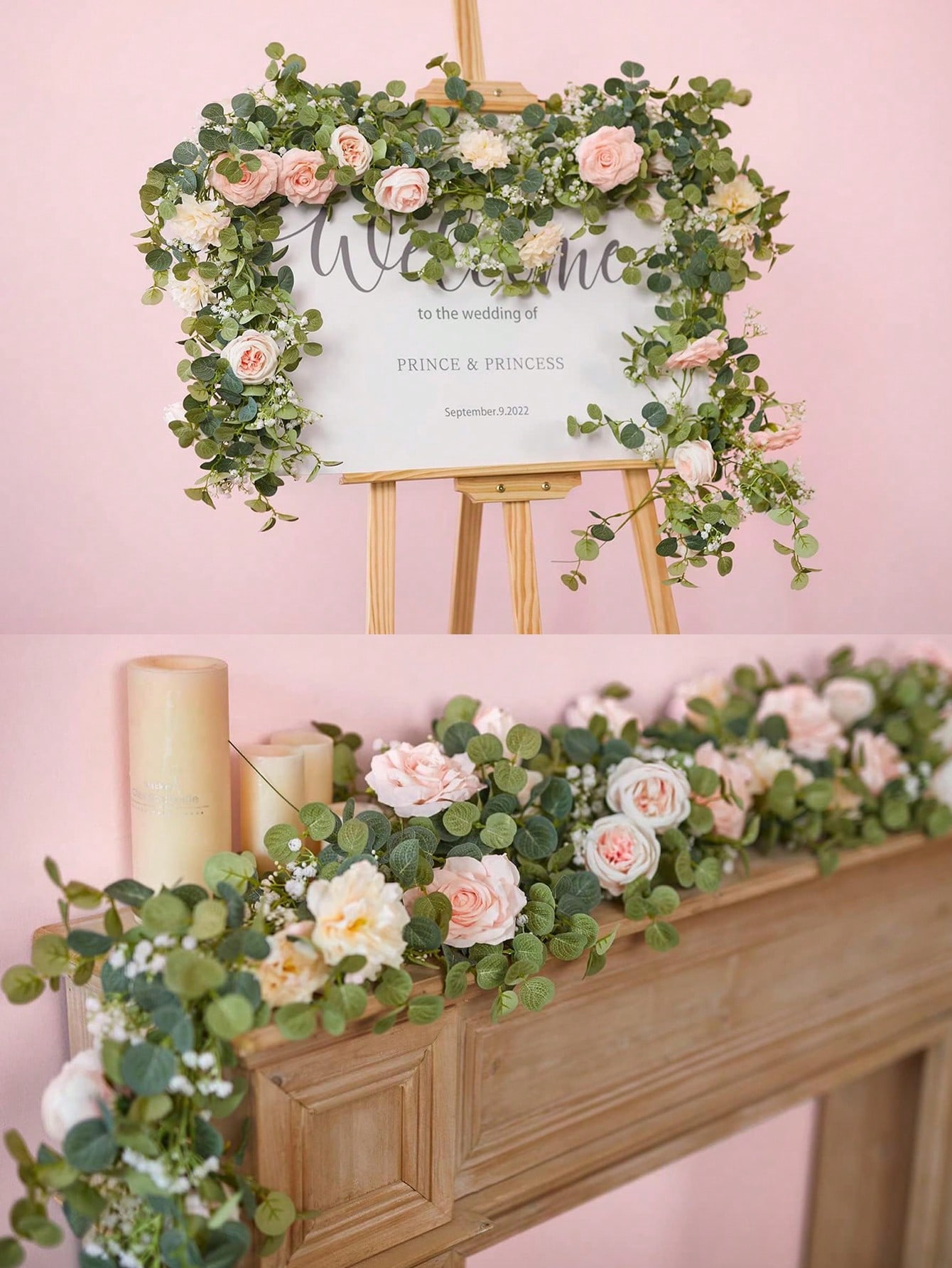 1pc 5.9FT 人工ユーカリつる偽のバラの花カスミソウ花 - Eucalyptus Preserved のレビューと価格