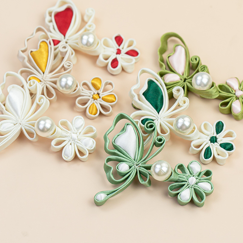 中国の蛙留めボタン、蝶と花のパールボタン、チャイナドレス、漢 - Flower Frog Pin のレビューと価格