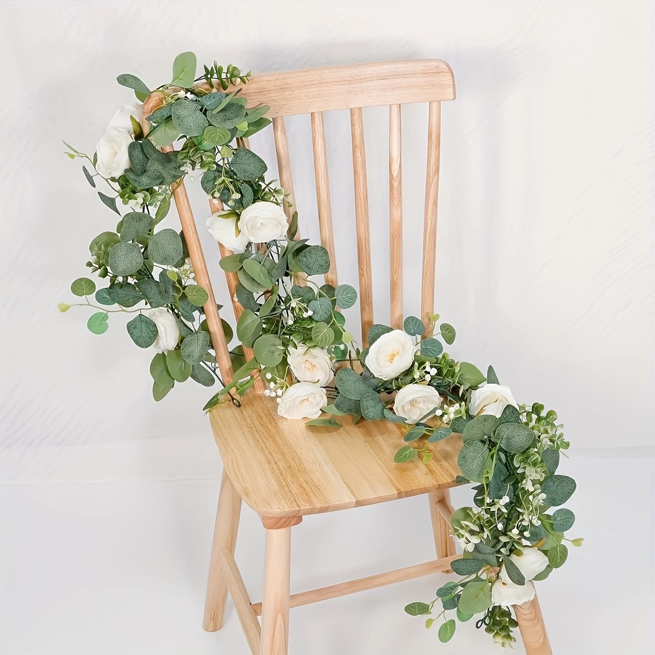 70インチのユーカリとバラの花輪 - ホームデコレーション、 - Eucalyptus Preserved のレビューと価格