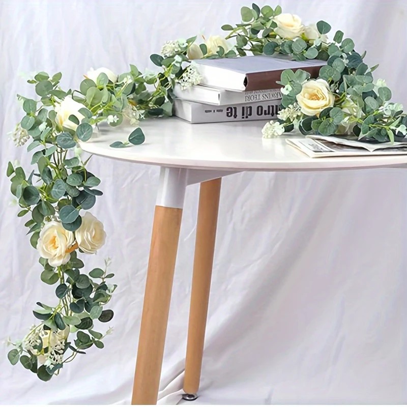 70インチのユーカリとバラの花輪 - ホームデコレーション、 - Eucalyptus Preserved のレビューと価格