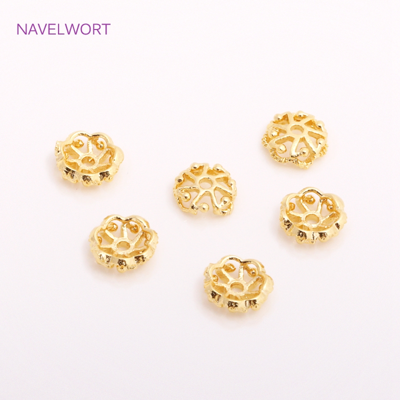 7mm 14K金メッキ真鍮ビーズキャップ スペーサービーズ、 - Flower Supplies のレビューと価格